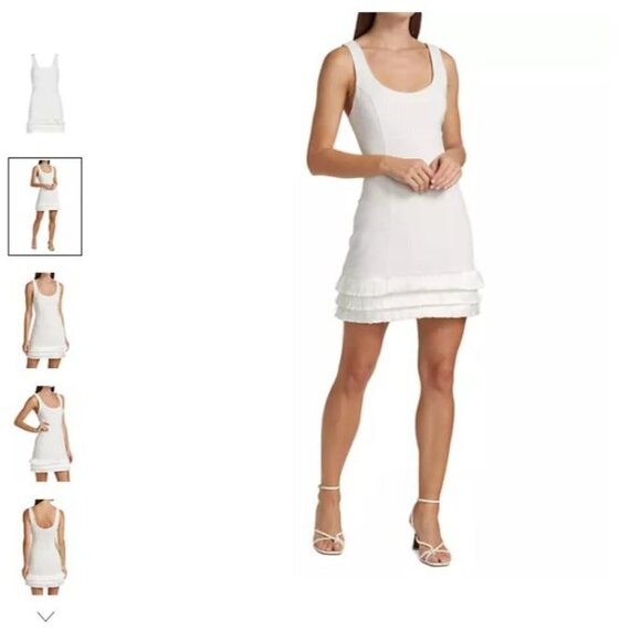 Cinq a Sept Hattie Fringe Burlesque Wedding Guest Off-White Mini Dress Size 8 - Picture 1 of 4